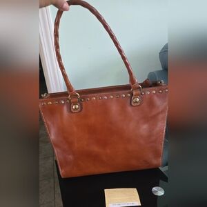 Patricia Nash Zancona Tote Leather Hand Bag 100% Full-Grain Leather